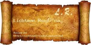 Lichtman Roxána névjegykártya