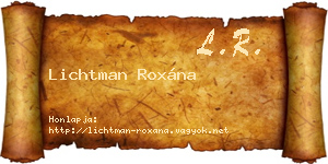Lichtman Roxána névjegykártya